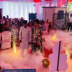 My special entry effects are not just for weddings. I create beautiful moments for baby showers too, like this couple's entrance through a cloud of fog and cold pyro, making their celebration even more memorable.