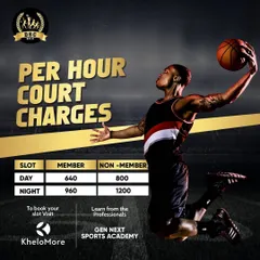 We offer hourly court charges for basketball, with different rates for day and night slots. Book your time to practice your dribbling and shooting under the guidance of our professional coaches.