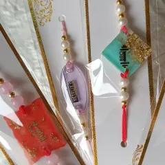 I offer a wide range of quirky and fun rakhis. This collection includes designs for the gym-loving 'Bro' and the 'Netflix' binger, all handmade from resin.