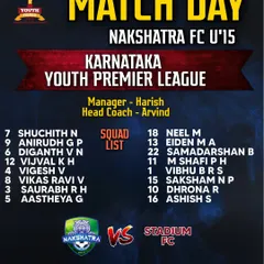 Our U-15 squad is ready for their Karnataka Youth Premier League match against Stadium FC. Come on, Nakshatra!