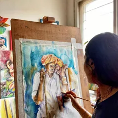 A typical weekend afternoon for me, working on a new watercolor painting. This is how I balance my life as a software engineer with my passion for art.