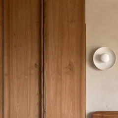 Craftsmanship is at the core of our work. This detail shows the custom teak wood wardrobe and joinery from a Mumbai apartment, where we used precise techniques like mitre and half-lap joints to ensure every bespoke piece is both beautiful and built to last.