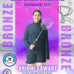 Celebrating Vridhi Sawant's fantastic achievement. She secured a bronze medal in the U14 Girls' Team Championship at the District School Sports Tournament. Her hard work is an inspiration to us all.