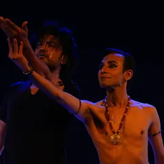 Exploring the fusion of Bharatanatyam and contemporary dance in 'Tatsama Tadbhava'. This collaboration allowed us to delve into the dualities of human nature, blending traditional abhinaya with modern movement.