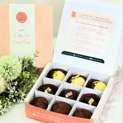 This Rakhi hamper is designed for sharing, filled with an assortment of my handmade treats. It includes wholesome muffins and gourmet Nutella dates, all presented in a beautiful gift box.