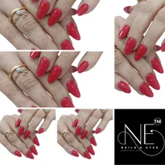A classic, confident red. We used a vibrant, true-red gel polish to create this timeless and powerful look on perfectly shaped almond nails.