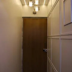 These pendant lights are used to illuminate an entryway, creating a welcoming first impression with their stylish design.