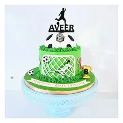 Score a goal with the birthday boy! This football-themed cake features a green field, a goalie in action, and a personalized topper. It's a fantastic choice for any young soccer fan's celebration.