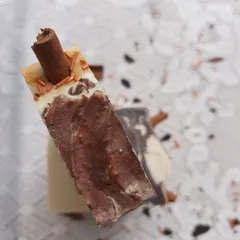 A close-up of my Hot Cinnamon Cocoa soap. This seasonal favorite is a warm and spicy treat, perfect for cozying up during the colder months.
