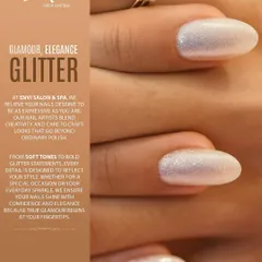 For those who love to sparkle, this close-up shows a gorgeous full-coverage glitter manicure. The fine, shimmering particles catch the light beautifully, creating an elegant and glamorous effect.