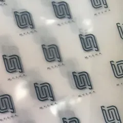 Here you can see the texture of the custom butter paper, also known as glassine paper, featuring the Mysha logo. It adds a delicate, premium touch to product packaging, especially for apparel.