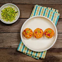 Our classic Jodhpuri Laddoos, lined up and ready to be enjoyed. These are a staple for every celebration and festival.