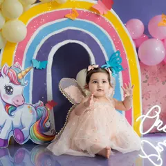 A magical first birthday for a little unicorn. Our rainbow and unicorn theme is filled with color, sparkle, and wonder, creating a fairytale setting for your one-year-old's special day.