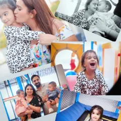 A collage of happy moments from a family celebration. From a mother's kiss to a child's laughter and a beautiful family portrait, these are the memories we love to help create.