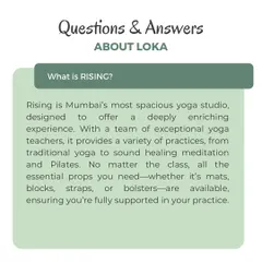 What is Rising? It's our spacious yoga studio, designed to offer an enriching experience with a variety of practices and all the props you need to feel fully supported.