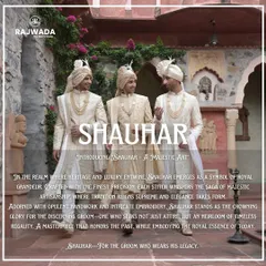 For the groom who wears his legacy. This image captures the essence of the Shauhar collection, where royal grandeur is crafted with the finest precision, creating a timeless heirloom of today's regality.