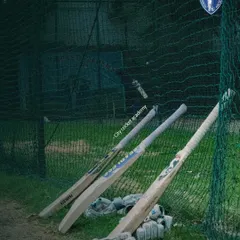 When everyone else is against you, your bat will always be by your side. A quiet moment at the nets before the action begins.