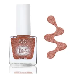 A composite shot showing the nail polish bottle next to a swatch of its texture. This is a great way to show both the packaging and the product's finish in a single, clean e-commerce image.