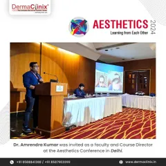 Dr. Amrendra Kumar was invited as a faculty member and Course Director at the Aesthetics Conference in Delhi. He shared his expertise on hairline design and advanced hair transplantation techniques.