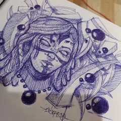 A fantasy-inspired character sketch. This is an example of the concept art I create, exploring different styles and themes in my sketchbook.