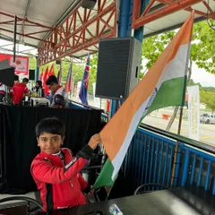 One of our youngest drivers proudly holding the Indian flag at his debut in the Asia Max Trophy in Langkawi, Malaysia. We are honored to represent our country abroad.