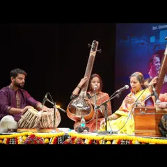 A cherished moment sharing the stage with my Aai, Vidushi Shalmalee Joshi, at the Megh Malhar Festival. Accompanying her is always a profound learning experience.