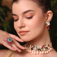 For jewelry campaigns, the makeup must complement, not compete. Here, I focused on creating a radiant, earthy glow that lets the stunning polki and emerald pieces be the hero.