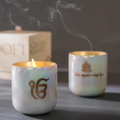 Discover the key to mindfulness. My Spiritual collection, featuring candles with 'Ek Onkar' and other sacred symbols, is designed to help you come back to your breath and build a deeper relationship with yourself.