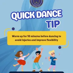 A quick and essential dance tip for all our students. We emphasize the importance of a proper warm-up before every class to prevent injuries and improve flexibility, ensuring a safe practice.