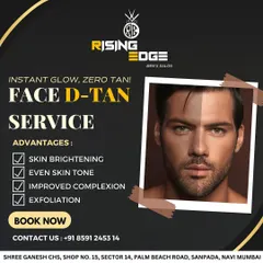 Get an instant glow and say goodbye to tan. My face D-tan service is designed specifically for men's skin to deliver skin brightening, an even skin tone, improved complexion, and gentle exfoliation. Book now to see the difference.