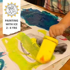 Painting with ice is a fantastic sensory experience. Children explore temperature, color mixing, and the transformation from solid to liquid, creating beautiful abstract watercolor effects as they play.