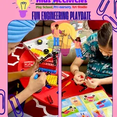A look into our Fun Engineering Playdate, where kids get to build and innovate. We host amazing playdates with themed kits that explore art and science through self-expression.
