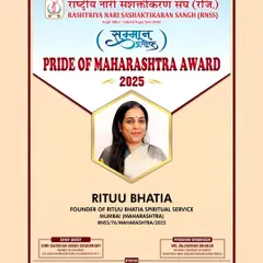 I am deeply honored to receive the Pride of Maharashtra Award 2025. This recognition is a testament to my purpose of empowering individuals through spiritual guidance. I am grateful to everyone who has been a part of this journey.