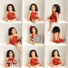Celebrating 'two' with a box photo session! This collage captures the fun and energy of a two-year-old, showcasing her personality from all angles.