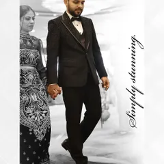 For the modern groom who walks with confidence. This bespoke tuxedo, featuring a textured jacket with satin lapels, is crafted to make your most important moments truly unforgettable. Every stitch tells a story of personal style.
