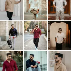 A nine-grid lookbook for a men's fashion brand. This layout is ideal for launching a collection on Instagram, giving a comprehensive overview of the new styles.