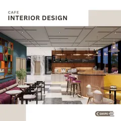 This perspective shows the customer's journey through the space, looking from the main seating area towards the service counter. The design ensures clear pathways and sightlines, making the cafe easy to navigate for both customers and staff.