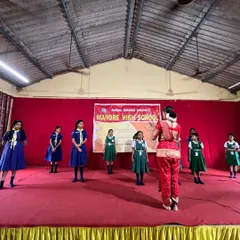 Conducting a lecture-demonstration at a high school in Goa as part of a government collaboration to promote Indian classical dance.