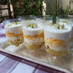 A modern twist on a classic, these are my Indian Rasmalai Fusion dessert cups. Each cup has delicate layers of cake and creamy rasmalai, finished with a sprinkle of pistachios for a perfect individual treat.