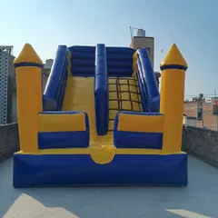 This is a simple but fun castle-style bouncy with a slide and a climbing net. Its compact design is great for backyard parties.