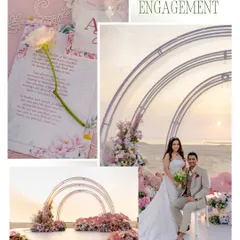 A beautiful beachside engagement setup in Bahrain. We take pre-wedding celebrations global, creating sun-kissed soirees in stunning international locations.