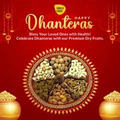 On Dhanteras, gifting health is the best kind of wealth. This platter of assorted dry fruits is a thoughtful gift to wish prosperity and well-being to your friends and family.