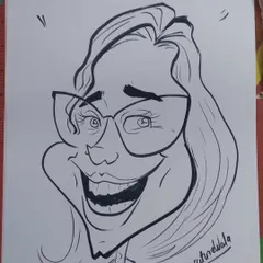 A caricature of a scriptwriter with a big, expressive laugh. I love capturing moments of pure joy.