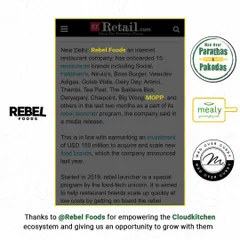We were thrilled to collaborate with Rebel Foods and become a part of their Rebel Launcher program. This partnership helps us scale up and reach more customers while maintaining our commitment to quality and hygiene.