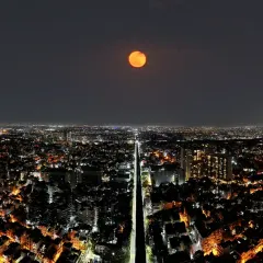 I captured this 180-degree panoramic view of the Blood Moon rising over South Bengaluru. It shows how I can document unique city-wide events from a perspective no one else can get.