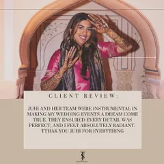 "Juhi and her team were instrumental in making my wedding events a dream come true." I'm so happy we could make her feel absolutely radiant.