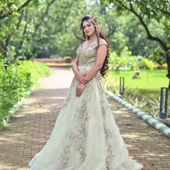 Feel like a princess in this breathtaking pastel gown, perfect for a reception or engagement. The intricate embroidery and flowing silhouette create a magical look, ensuring all eyes are on you.