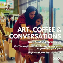 It's all about art, coffee, and conversations. My workshops are a space to unwind, learn something new, and just be yourself. I'm here to guide you, but the story you tell on the canvas is all yours.