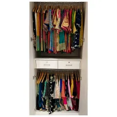I have a special love for organizing Indian wear. This wardrobe shows how I hang sarees and suits to protect the fabric and make choosing your outfit for the day a joyful experience.