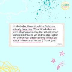 "We noticed that Tashi can actually draw now." This feedback made our day. Our classes are designed to build foundational skills in a way that feels like play, leading to amazing, noticeable progress.